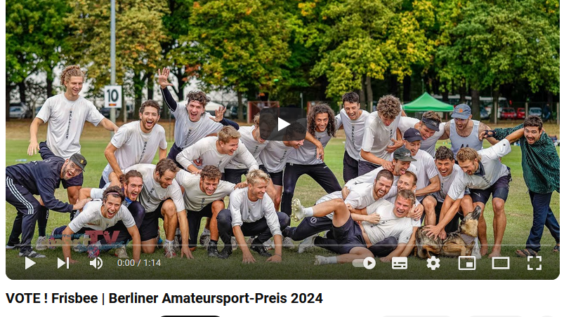 Voting-Start: Ultimate Frisbee Team beim Berliner Amateursportpreis 2024 nominiert
